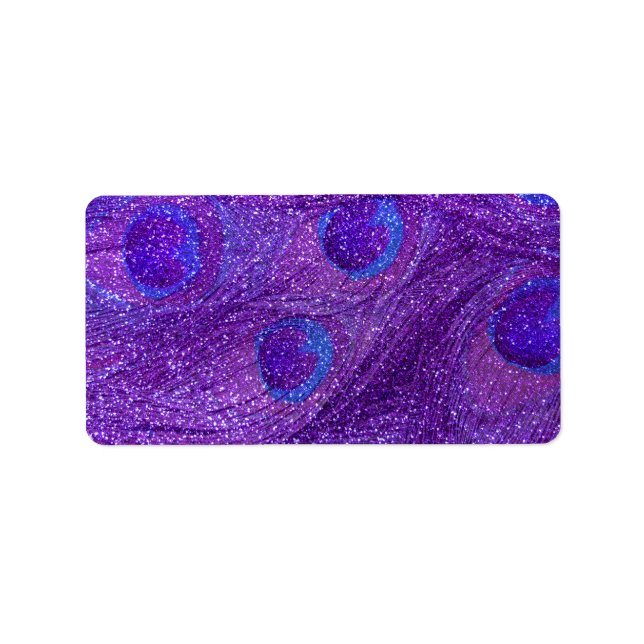 indigo lila glitter fredsock fjädrar adressetikett (Framsidan)