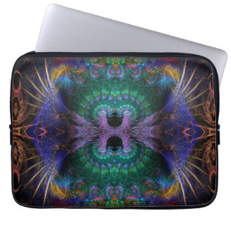 Indigo Lila Grönt Fractal Feather Feather Laptop Fodral