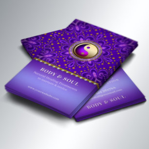 Indigo Lila Guld Änglaenergi Healing Holistisk Visitkort