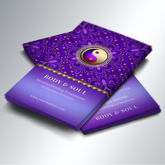 Indigo Lila Guld Änglaenergi Healing Holistisk Visitkort (Skapare uppladdad)