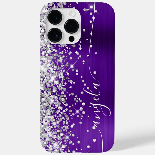 Indigo lila och silver glitter Glam Signatur (Baksida)