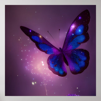 Indigo Lila Pixie Dust Butterfly Poster