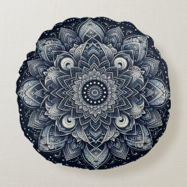 Indigo Mandala  Rund Kudde