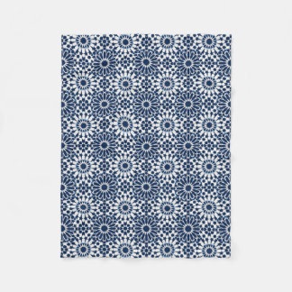 Indigo Marockansk Geometrisk Stjärna Mosaik Mönste Fleecefilt