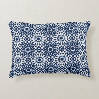 Indigo Marockansk Geometrisk Stjärnmosaikmönster Prydnadskudde