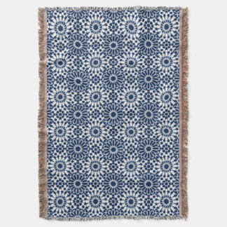 Indigo Marockanskt Geometriskt Stjärnmosaikmönster Filt
