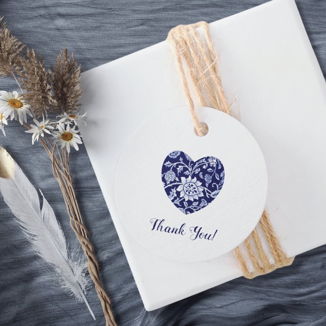 Indigo Meadow Wildflowers Wedding Thank You Gåvor Etiketter (Skapare uppladdad)