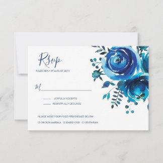 Indigo Mood Blommigt Bröllop OSA Kort