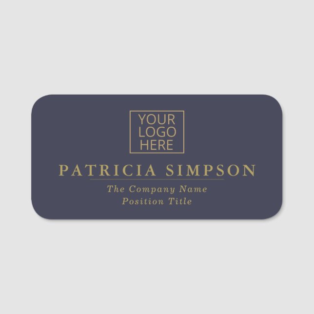 Indigo Mörk blått & Guld kombinerar Stil & Eleganc Namnbricka (Framsida)