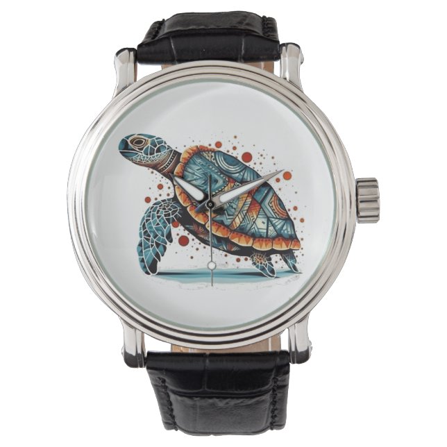 Indigo Mosaic Sea Turtle Armbandsur (Framsida)