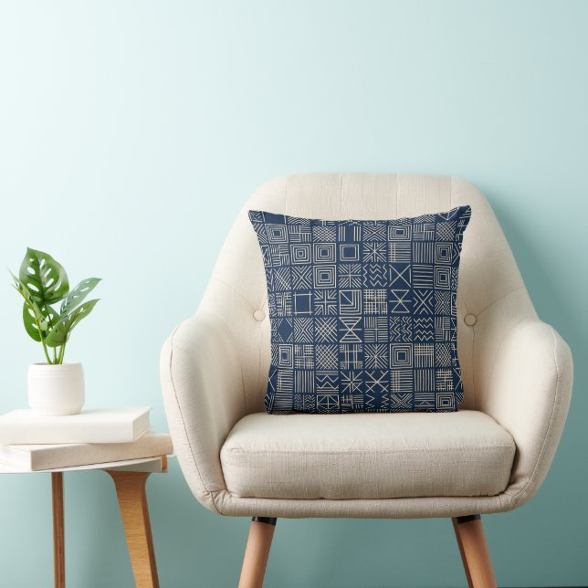 Indigo Mudcloth | Konsthantverkstextil Kudde (Stol)