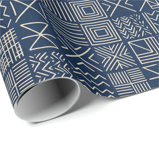 Indigo Mudcloth | Konsthantverkstextil Presentpapper (Rullad Hörn)