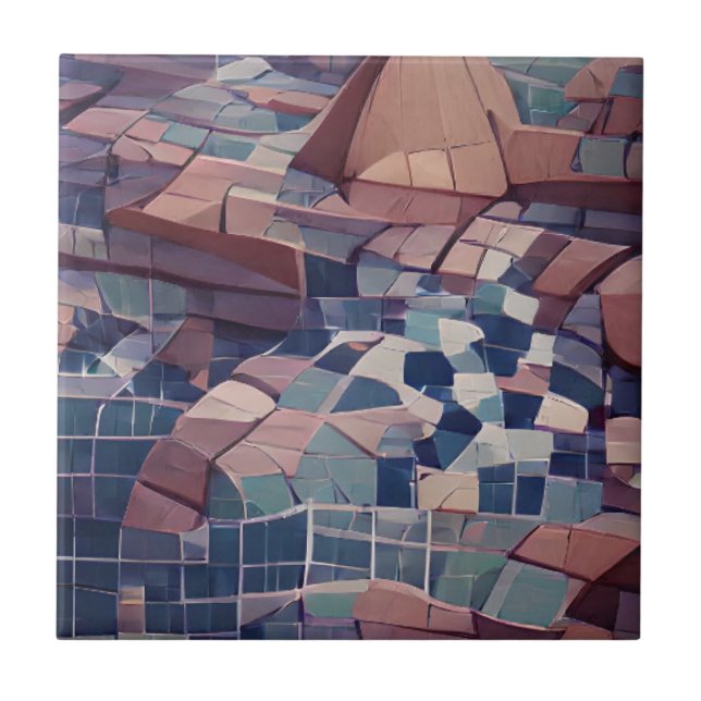 Indigo navy blue aqua lila brunkeramiska plattor kakelplatta (Framsidan)