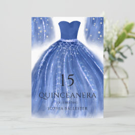 Indigo Navy Blue Sjöjungfru Dress Quinceanera Inbjudningar