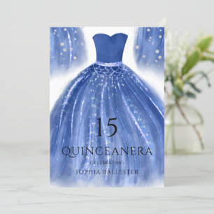 Indigo Navy Blue Sjöjungfru Dress Quinceanera Inbjudningar