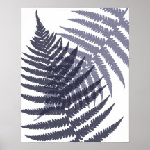 Indigo Navy Blue Träd Fern Print Mönster