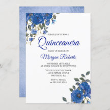 Indigo Navy Midnight Blåa blommor Quinceanera