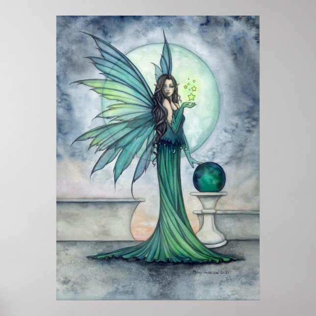 Indigo och Jade Fairy Fantasy Art Molly Harrison Poster (Framsidan)