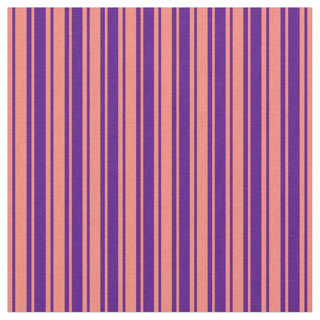 Indigo- och laxFärgad stripe/lind Mönster Tyg (Närbild)