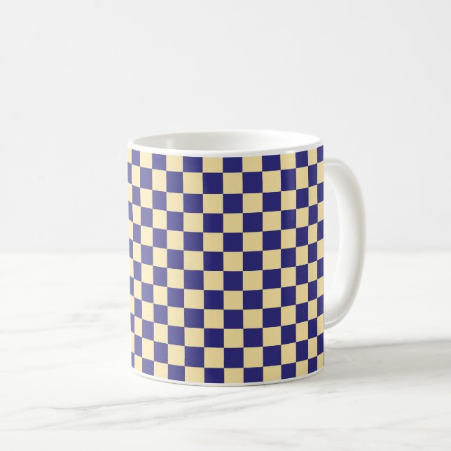 Indigo och smör checkmönster kaffemugg (Framsida höger)