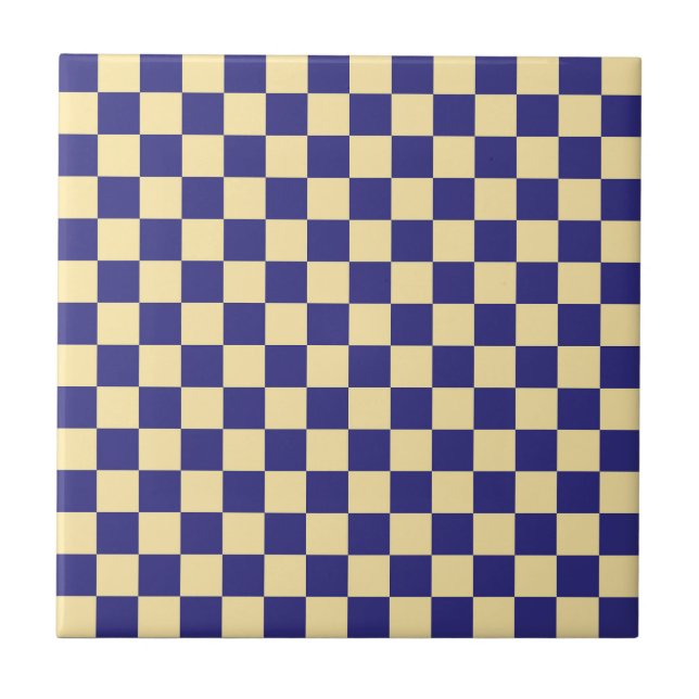 Indigo och smörbrun schackbrädemönster kakelplatta (Framsidan)