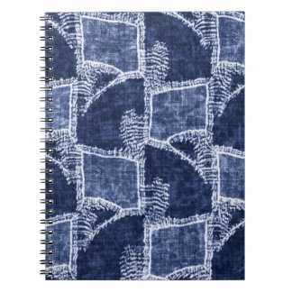Indigo Patchwork: Textured Checkance Elegance Anteckningsbok