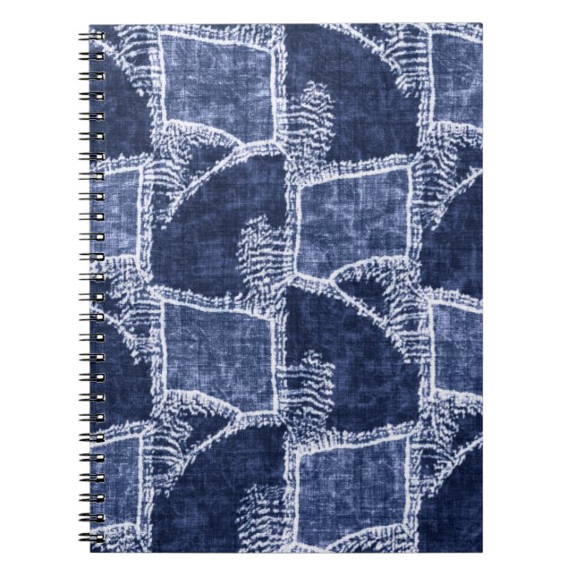 Indigo Patchwork: Textured Checkance Elegance Anteckningsbok (Framsidan)