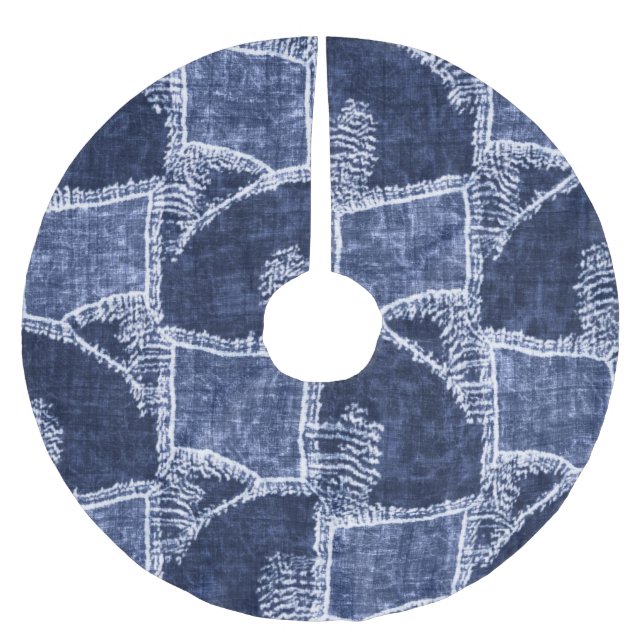 Indigo Patchwork: Textured Checkance Elegance Julgransmatta Borstad Polyester (Framsidan)