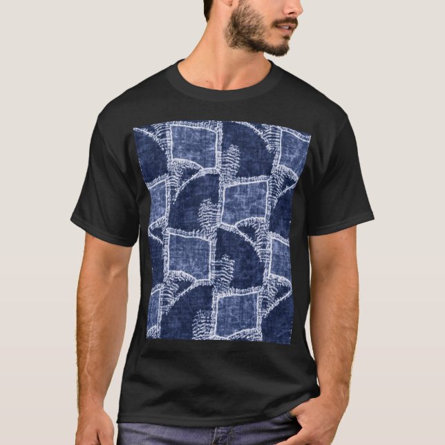 Indigo Patchwork: Textured Checkance Elegance T Shirt (Framsida)