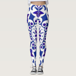 Indigo Portuguo Azulejos Blue and White Tiles Leggings