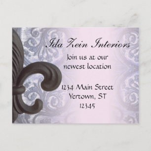 "indigo/ro" järn fleur de lis BUSINESS POSTCARD Inbjudan Vykort