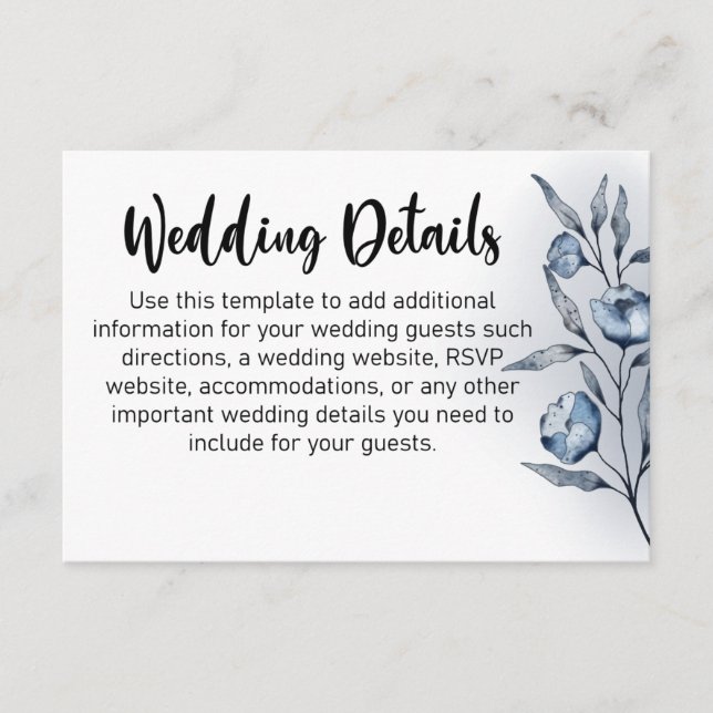 Indigo Romance Wedding Enclosure Cards Tilläggskort (Framsida)