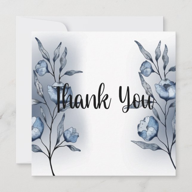 Indigo Romance Wedding Thank You Cards Tack Kort (Framsida)