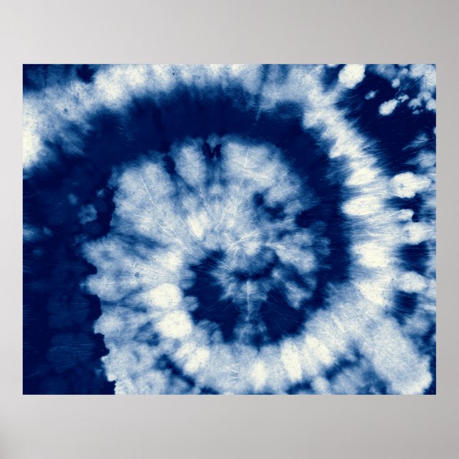 Indigo Round. Bohemian Tie Dye. Blue Roll Psychede Poster (Framsidan)