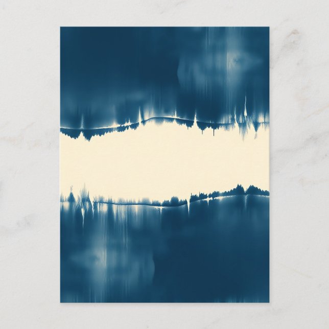 Indigo Shibori Abstrakt Modern Horisontell Vykort (Framsida)
