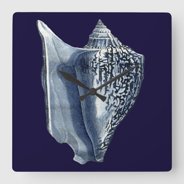 Indigo Snäckor I Fyrkantig Klocka (Framsida)