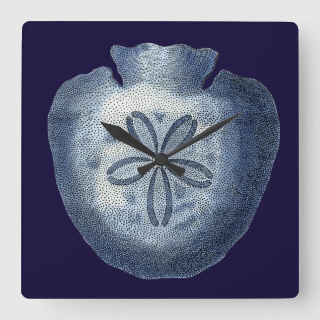 Indigo Snäckor III Fyrkantig Klocka (Framsida)