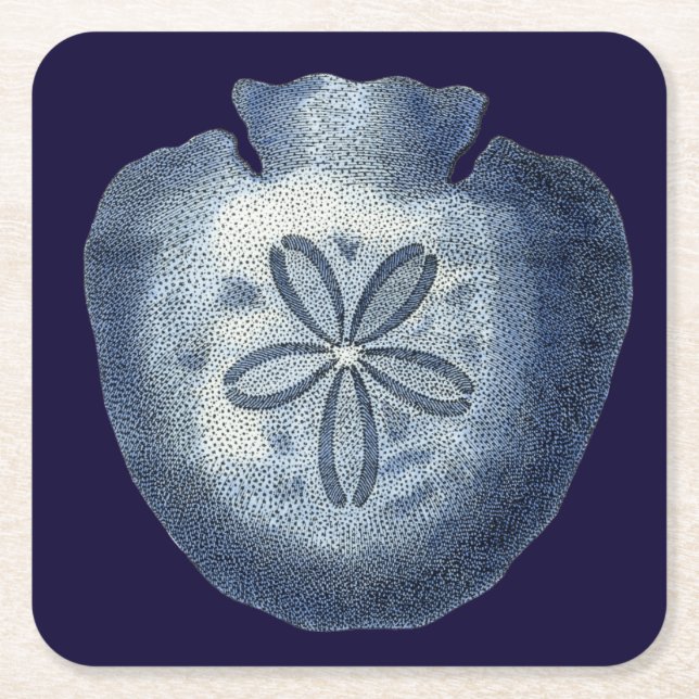 Indigo Snäckor III Underlägg Papper Kvadrat (Framsidan)