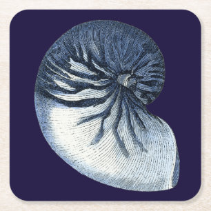 Indigo Snäckor VII Underlägg Papper Kvadrat