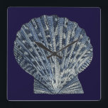 Indigo Snäckor VIII Fyrkantig Klocka<br><div class="desc">Marina liv</div>