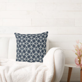 Indigo Snowflower Lattice Kudde