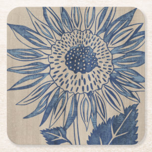 Indigo Solros Underlägg Papper Kvadrat
