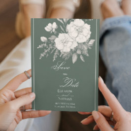 Indigo Stil Vit ros Spara datum Inbjudningar