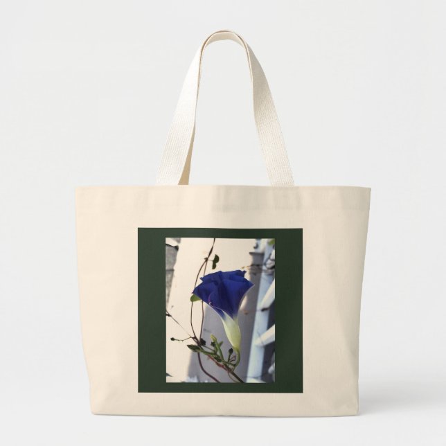 Indigo Swirl Morning Glory Tote Bag Jumbo Tygkasse (Framsidan)