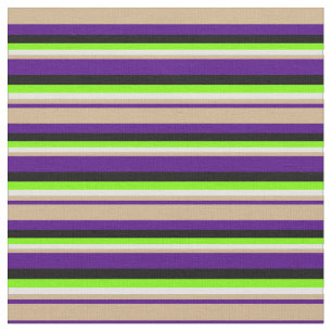 Indigo, Tan, Light Cyan, Grönt & Black Linjer Tyg