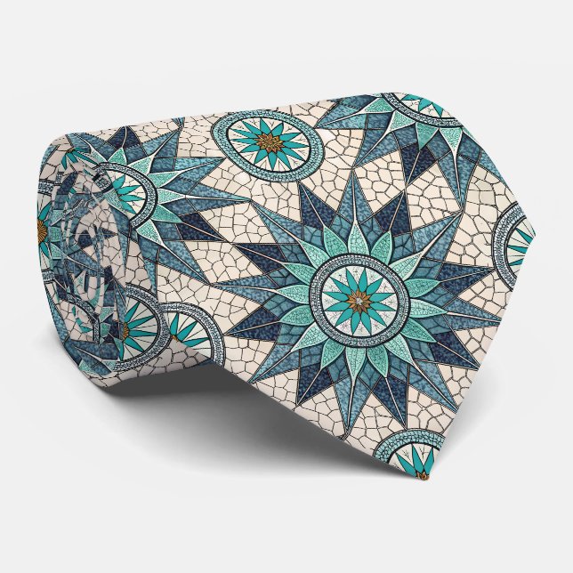 Indigo Teal Kompassmosaik – Glasmosaik Slips (Rullad)