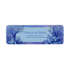 Indigo Träd Lavendel Dimma Botanisk Avsändaradress Returadress Etikett