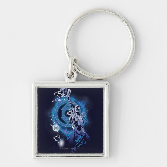 Indigo Tribe 11 Fyrkantig Silverfärgad Nyckelring (Framsidan)