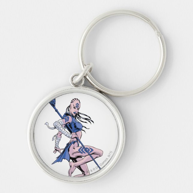 Indigo Tribe 1 Rund Silverfärgad Nyckelring (Framsidan)