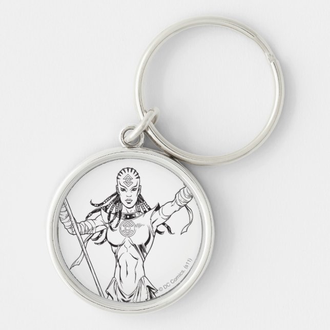 Indigo Tribe 6 Rund Silverfärgad Nyckelring (Framsidan)